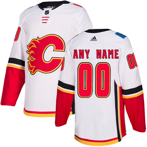 Kinder Calgary Flames Eishockey Trikot Benutzerdefinierte Auswärts Weiß Authentic